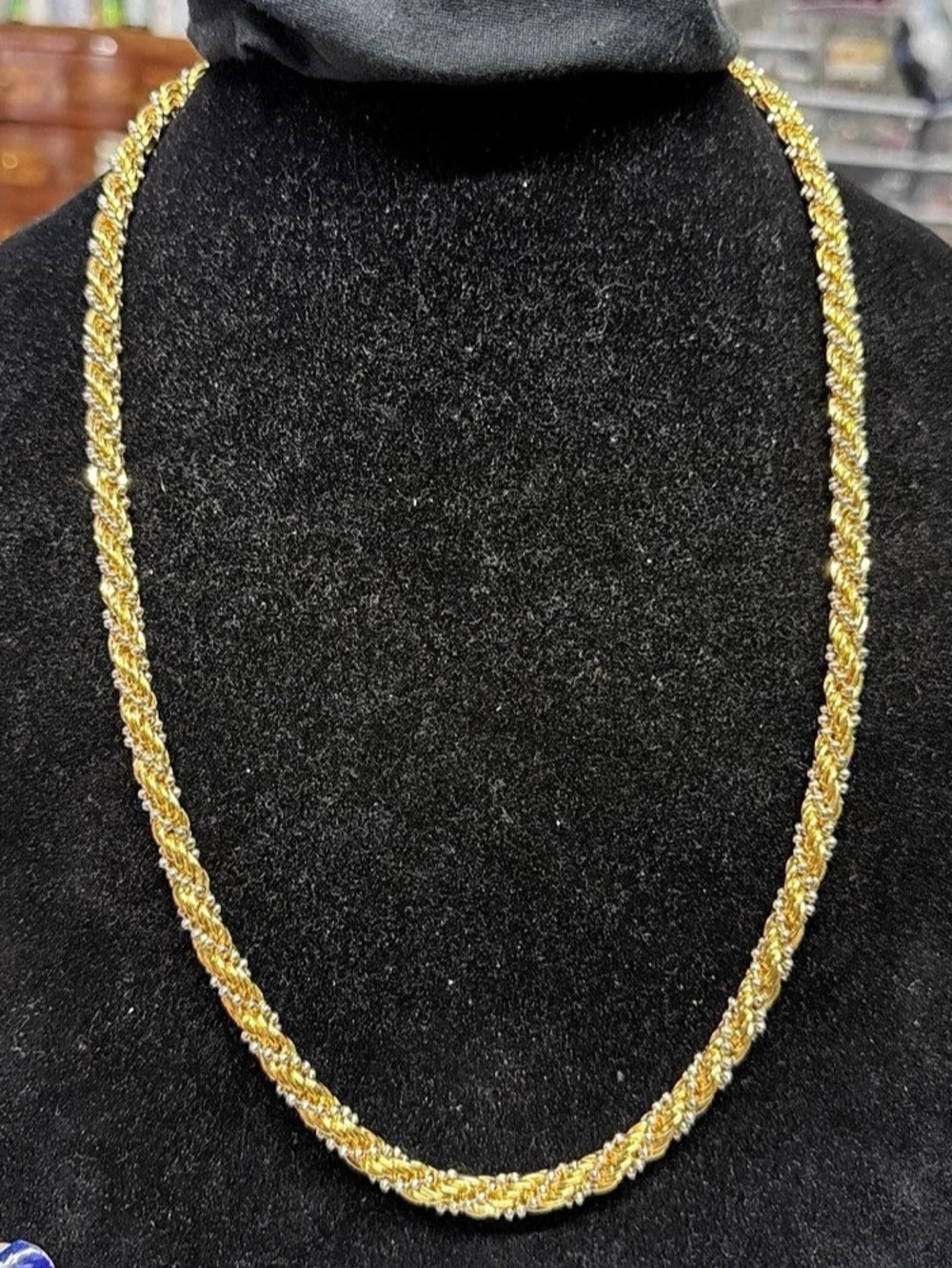 Two-Tone Braided Chain Necklace in Gold & Silver Like New